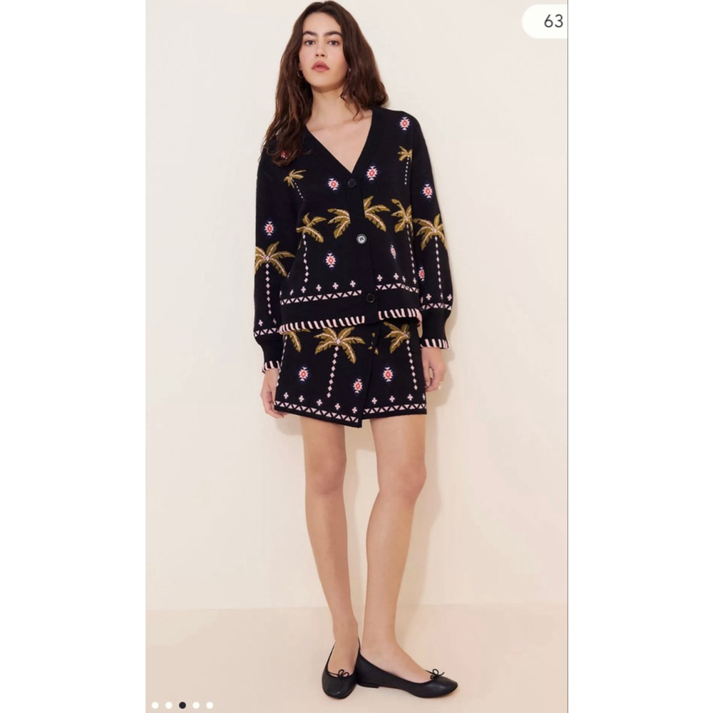 NEVER FULLY DRESSED| Tropical HAVANA KNIT Wrap SKIRT $198 retail Med EUC - Picture 5 of 8